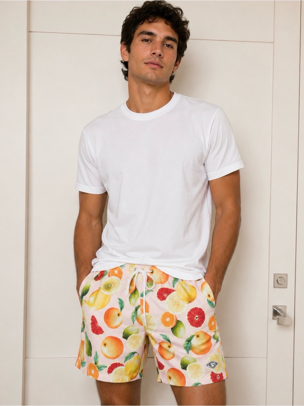 Men's Fruit Print Swim Shorts - medium perfect Pacsun Citrus Pattern